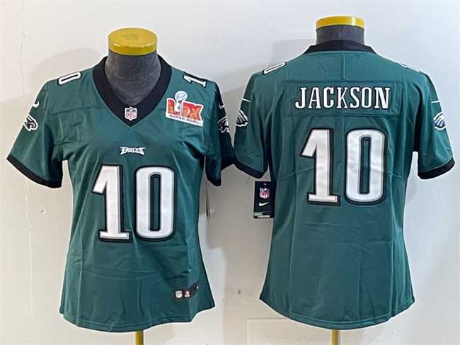 Womens Philadelphia Eagles #10 DeSean Jackson Green 2025 Super Bowl LIX Patch Vapor Untouchable Limited Stitched Jersey Dzhi